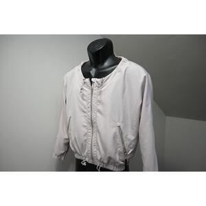 Athleta Cropped Jacket Beige Full Zip Lined Windbreaker Womens Size XS XSMALL